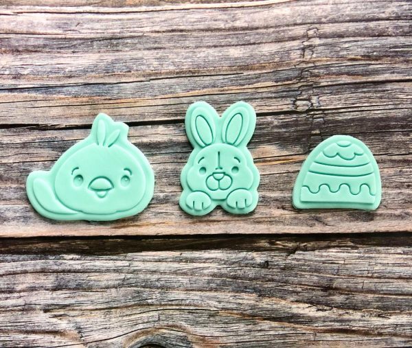 Easter Train Set Cookie Cutters and Fondant Stamp Embossers, Easter, Bunny, Chick, Egg, Train, Carriage