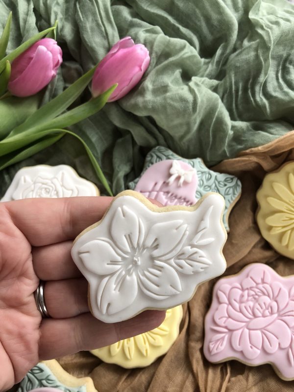 Set Of 5 Flower Cookie Cutters and Fondant Stamp Embossers, Birthday, Get Well Soon, Mother’s Day, Peonies, Sunflowers