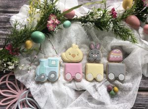 Easter Train Set Cookie Cutters and Fondant Stamp Embossers, Easter, Bunny, Chick, Egg, Train, Carriage