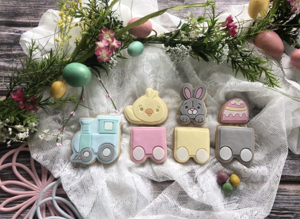 Easter Train Set Cookie Cutters and Fondant Stamp Embossers, Easter, Bunny, Chick, Egg, Train, Carriage