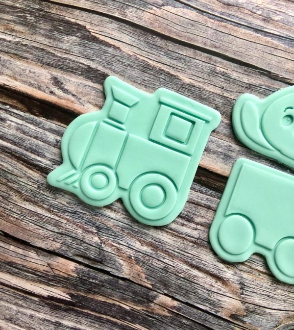 Easter Train Set Cookie Cutters and Fondant Stamp Embossers, Easter, Bunny, Chick, Egg, Train, Carriage