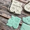 Easter Train Set Cookie Cutters and Fondant Stamp Embossers, Easter, Bunny, Chick, Egg, Train, Carriage