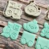 Easter Train Set Cookie Cutters and Fondant Stamp Embossers, Easter, Bunny, Chick, Egg, Train, Carriage