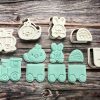 Easter Train Set Cookie Cutters and Fondant Stamp Embossers, Easter, Bunny, Chick, Egg, Train, Carriage
