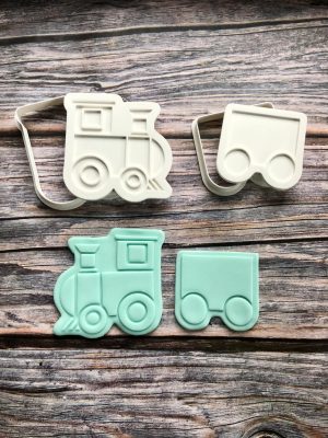Train and Carriage Cookie Cutter and Fondant Embosser Set, Train Set, Thomas the Tank, Choo Choo I'm Two