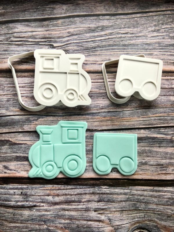 Train and Carriage Cookie Cutter and Fondant Embosser Set, Train Set, Thomas the Tank, Choo Choo I'm Two