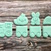 Easter Train Set Cookie Cutters and Fondant Stamp Embossers, Easter, Bunny, Chick, Egg, Train, Carriage