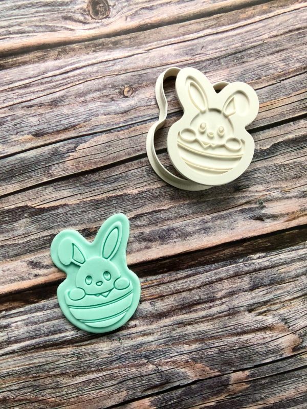 bunny in egg 2 Bunny Easter Egg Cookie Cutter and Fondant Stamp Embosser, Easter Egg, Easter Bunny, Rabbit