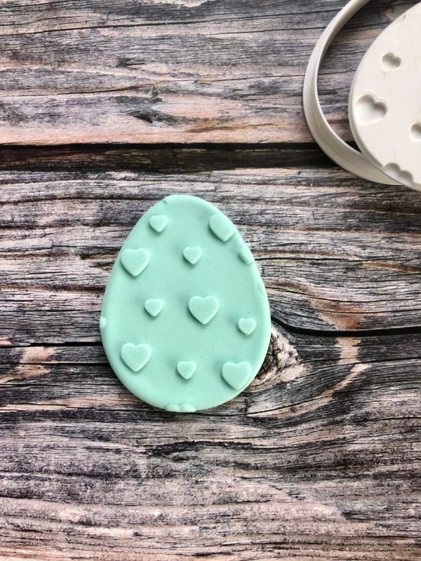 Heart Easter Egg Cookie Cutter and Fondant Stamp Embosser, Easter Egg, Heart Pattern, Love Easter
