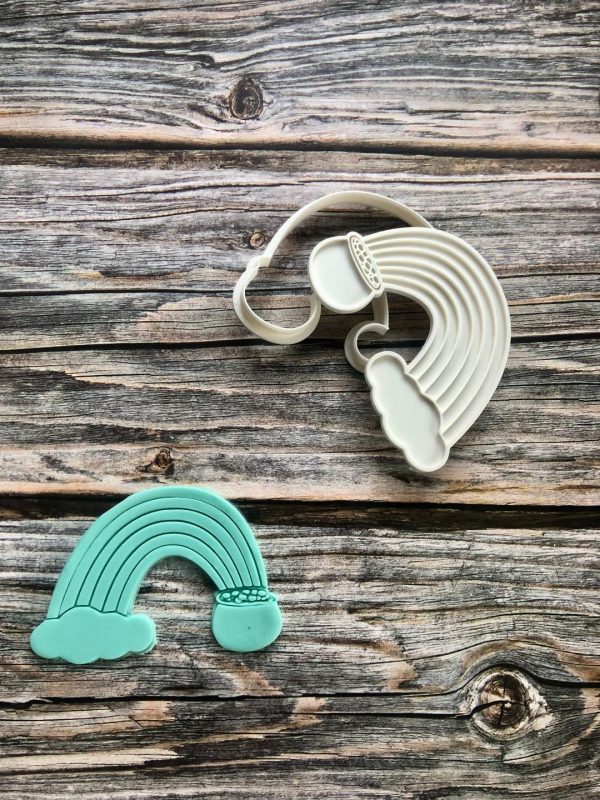 St.Patrick's Day Rainbow Cookie Cutter and Fondant Stamp, Pot of Gold, Irish, Lucky Charm