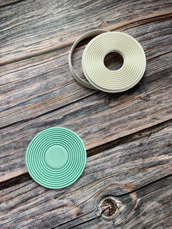 record 2 Record Cookie Cutter and Fondant Stamp, Vinyl, Music, Retro