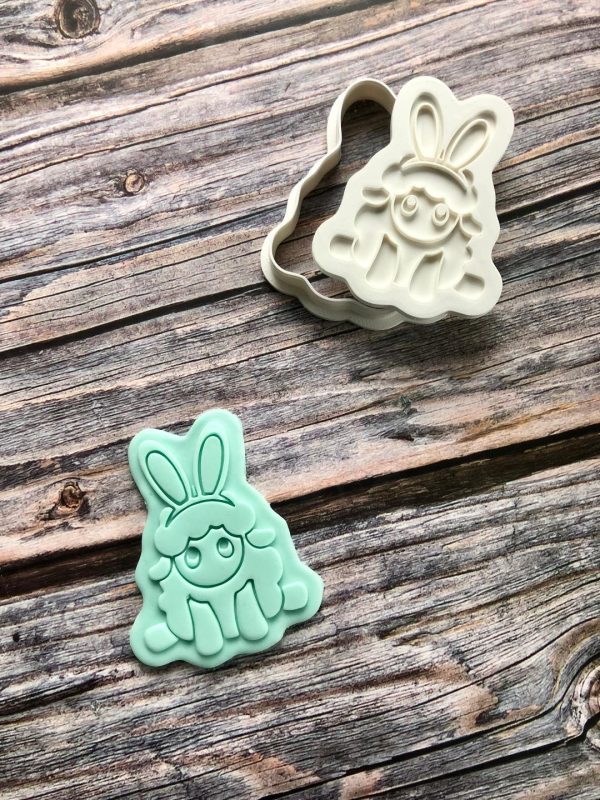 sheep with bunny ears 2 Sheep with Bunny Ears Cookie Cutter and Fondant Stamp Embosser, Lamb, Easter