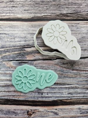 One Cookie Cutter and Fondant Stamp Embosser, Daisy, Flower, First Birthday
