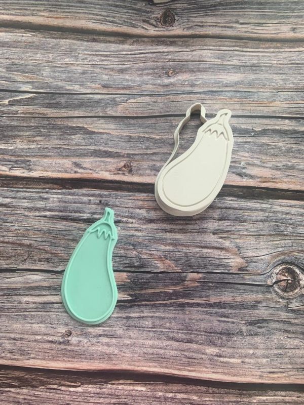 Aubergine Cookie Cutter and Fondant Stamp Embosser, Eggplant, Rude, Cheeky