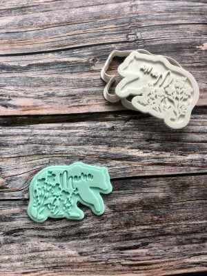 Floral Mama Bear Cookie Cutter and Fondant Stamp Embosser
