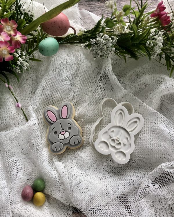 IMG_8187 Bunny Rabbit Cookie Cutter and Fondant Stamp Embosser, Easter, Pet, Farm