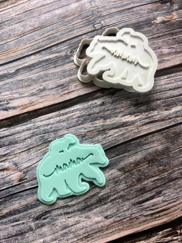 Mama Bear Cookie Cutter and Fondant Stamp Embosser, Bears, Mother's Day, Mummy