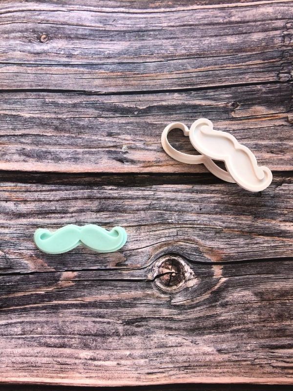 Moustache Cookie Cutter and Fondant Stamp Embosser