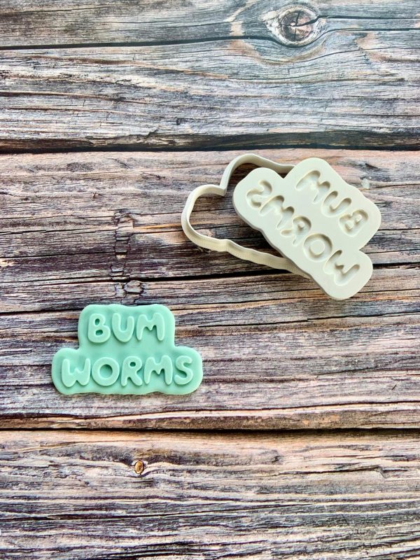 Bum Worms Cookie Cutter and Fondant Stamp Embosser, Bluey Theme, Kids TV