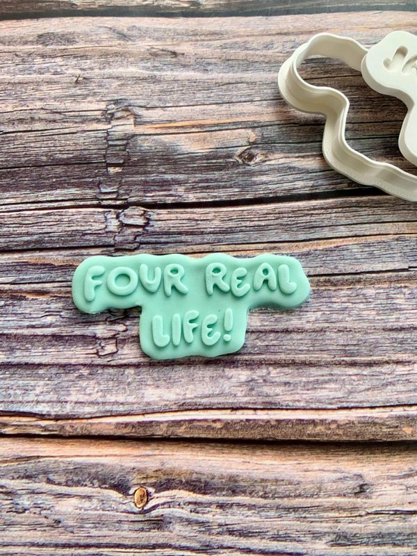 Four Real Life! Cookie Cutter and Fondant Stamp Embosser, Bluey Theme, Bluey Birthday, Fourth Birthday
