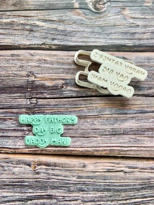 Happy Father's Day Big Daddy Man Cookie Cutter and Fondant Stamp Embosser, Bluey Theme, Kids TV