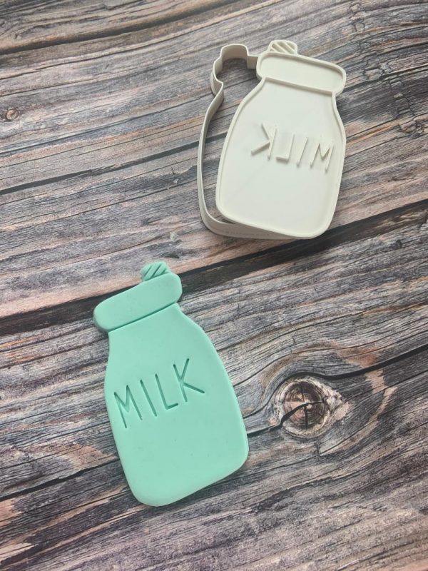 Milk 2 Milk Bottle Cookie Cutter and Fondant Stamp, Milk for Santa