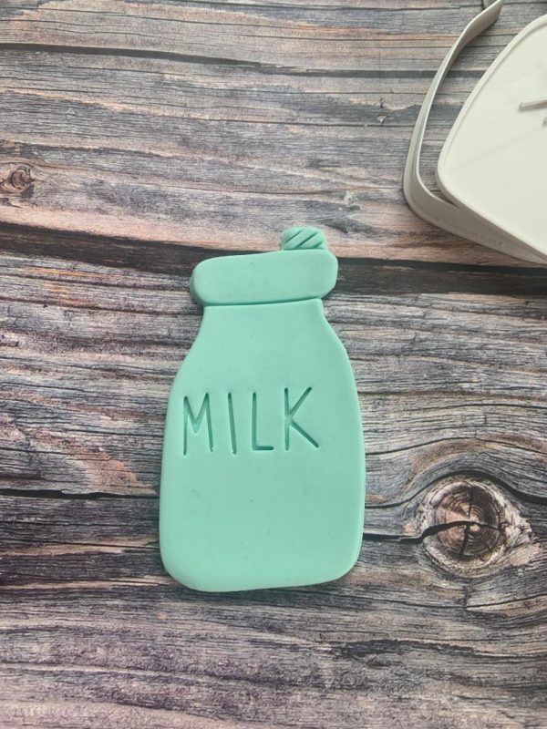 Milk 3 Milk Bottle Cookie Cutter and Fondant Stamp, Milk for Santa