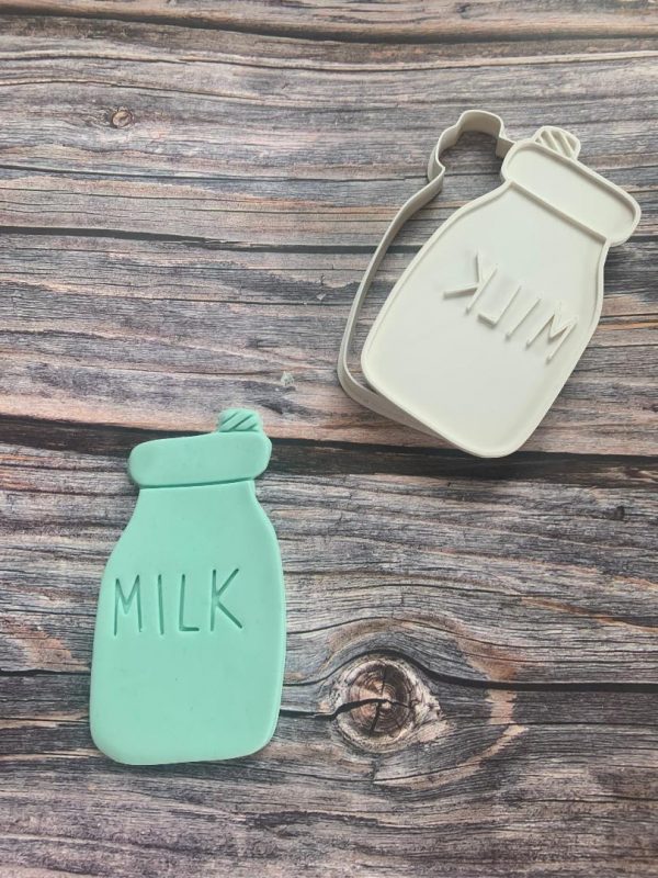 Milk Milk Bottle Cookie Cutter and Fondant Stamp, Milk for Santa