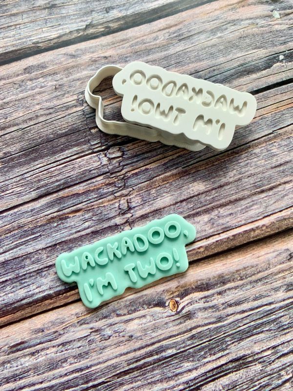 Wackadoo Im 2 2 Wackadoo I'm Two Cookie Cutter and Fondant Stamp Embosser, Bluey Theme, Bluey Birthday, Second Birthday