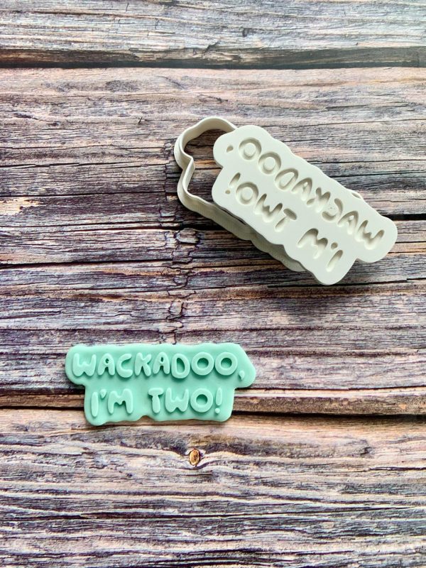 Wackadoo Im 2 Wackadoo I'm Two Cookie Cutter and Fondant Stamp Embosser, Bluey Theme, Bluey Birthday, Second Birthday