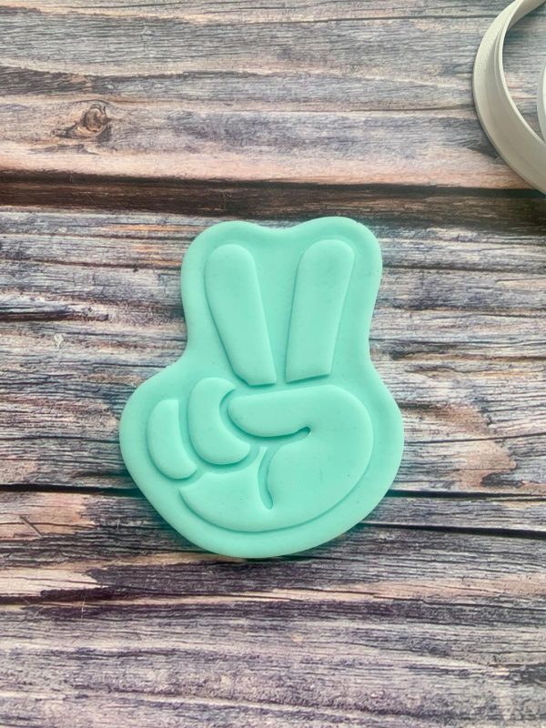 peace hand 3 Peace Cookie Cutter and Fondant Stamp Embosser, Hippie, Groovy