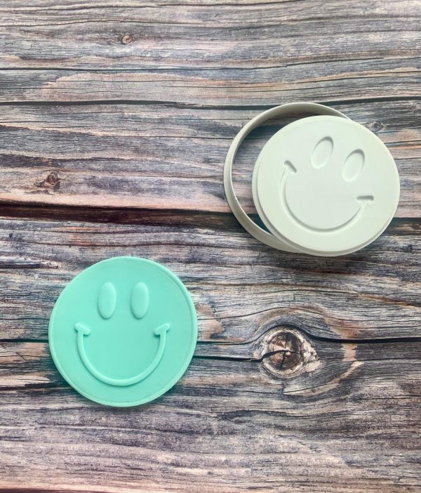 Smiley Face Cookie Cutter and Fondant Stamp Embosser, Hippie, Groovy, Peace
