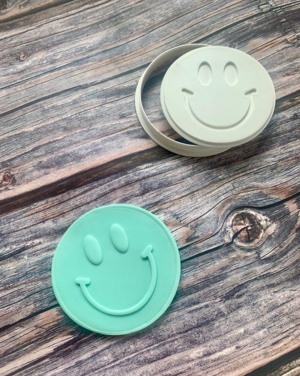 Smiley Face Cookie Cutter and Fondant Stamp Embosser, Hippie, Groovy, Peace