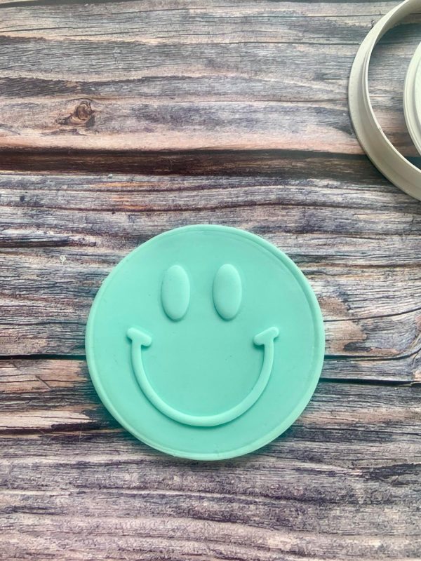 Smiley Face Cookie Cutter and Fondant Stamp Embosser, Hippie, Groovy, Peace