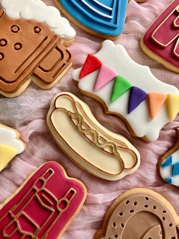 Hot Dog Cookie Cutter and Fondant Stamp Embosser, Bratwurst, Weiner, Food, Carnival, Festival, NYC, New York