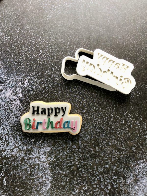 Happy Birthday Cookie Cutter and Fondant Stamp Embosser