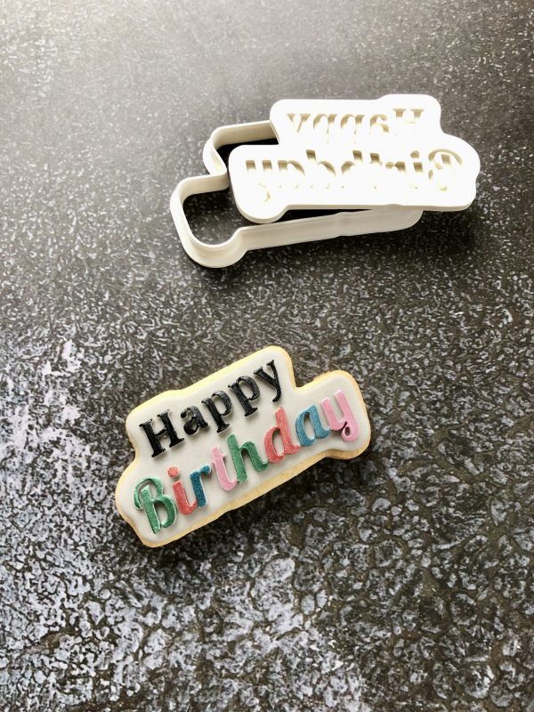 Happy Birthday Cookie Cutter and Fondant Stamp Embosser