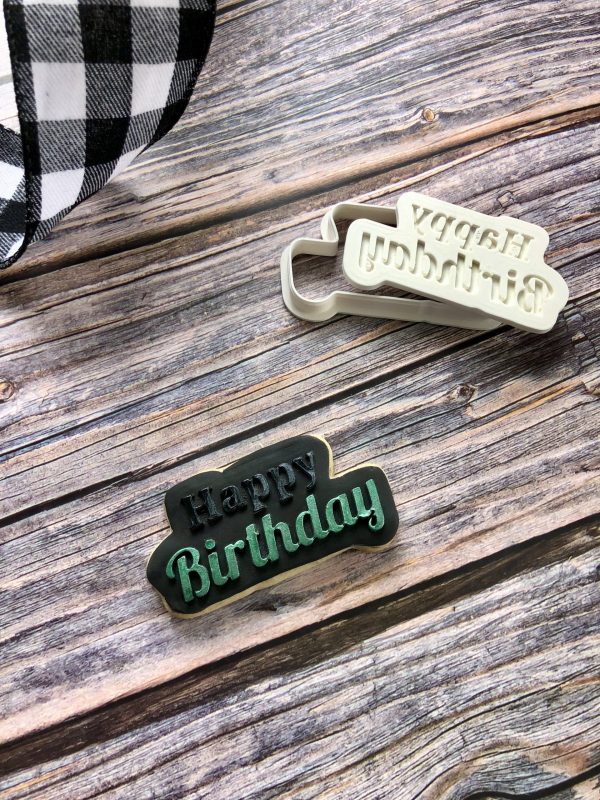 Happy Birthday Cookie Cutter and Fondant Stamp Embosser