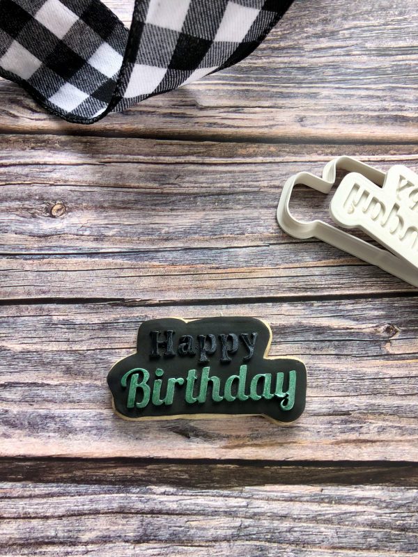 Happy Birthday Cookie Cutter and Fondant Stamp Embosser