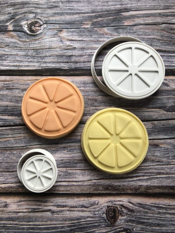 Mini Segmented Fruit Cookie Cutter and Fondant Stamp Embosser, Orange, Lemon, Zest, Main Squeeze