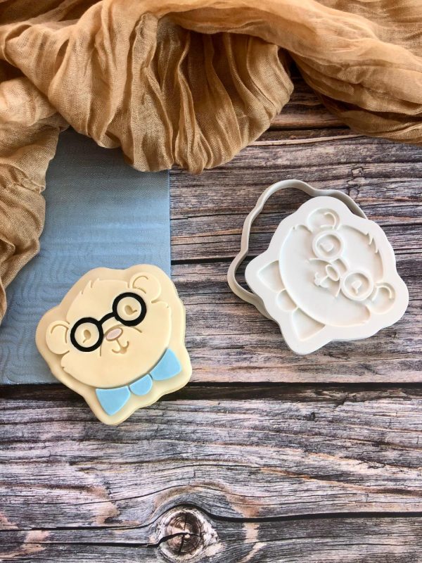 bear 2 Smart Teddy Bear Cookie Cutter and Fondant Stamp Embosser, I Love You Beary Much, Father's Day