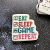 Eat, Sleep, Game, Repeat Cookie Cutter and Fondant Stamp Embosser, X Box, PS5, Playstation, Gaming