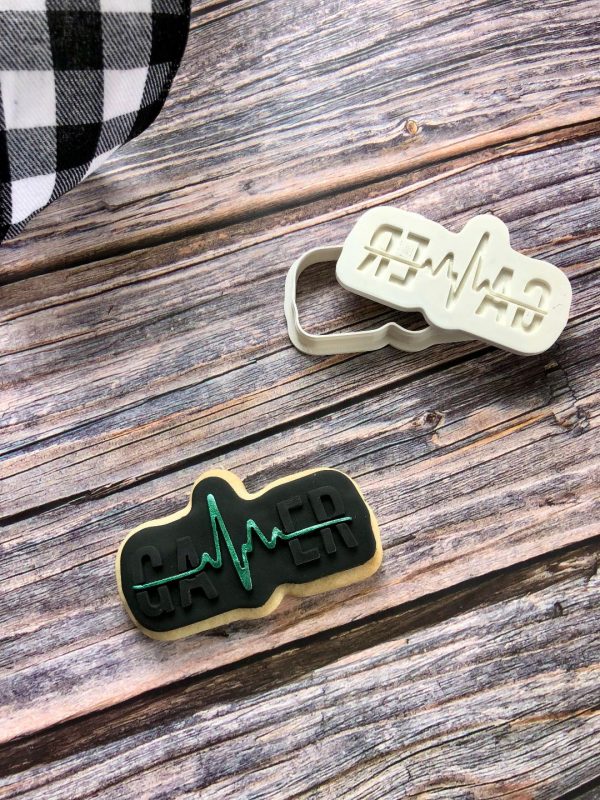 Gamer Cookie Cutter and Fondant Stamp Embosser, X Box, PS5, Playstation, Gaming