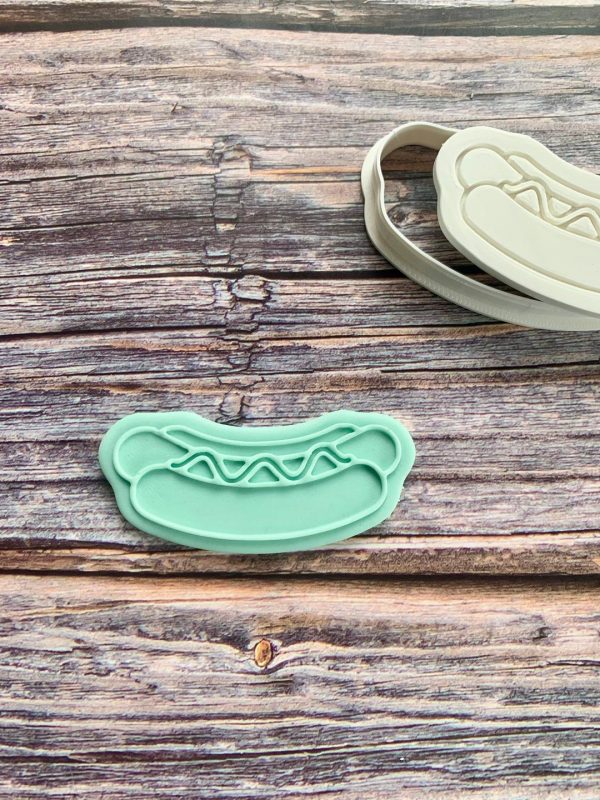 Hot Dog Cookie Cutter and Fondant Stamp Embosser, Bratwurst, Weiner, Food, Carnival, Festival, NYC, New York