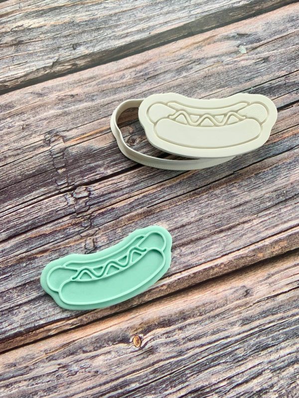 Hot Dog Cookie Cutter and Fondant Stamp Embosser, Bratwurst, Weiner, Food, Carnival, Festival, NYC, New York