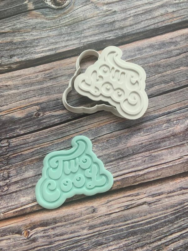 Two Cool Cookie Cutter and Fondant Stamp Embosser, Second Birthday, 2, Two