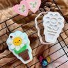 Flower Pot Cookie Cutter and Fondant Stamp Embosser, Plant, Hippie Flower, Happy Flower