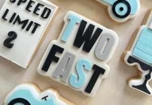 Two Fast Cookie Cutter and Fondant Stamp Embosser, Racing, Second Birthday, 2, 2nd Birthday