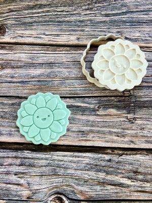 Flower Cookie Cutter and Fondant Stamp Embosser, Happy Flower, Smiling Flower, Flower Face, Teacher, Get Well