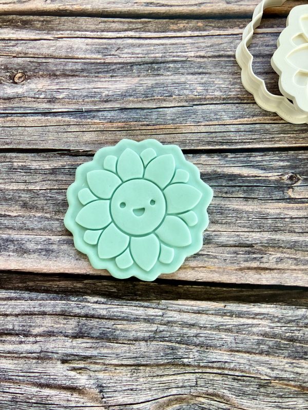 Flower Cookie Cutter and Fondant Stamp Embosser, Happy Flower, Smiling Flower, Flower Face, Teacher, Get Well